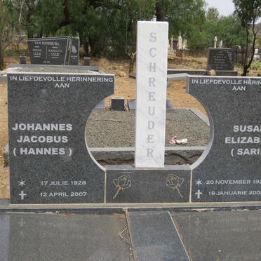SCHREUDER Johannes Jacobus 1928-2007 &amp; Susara Elizabeth 1929-2008