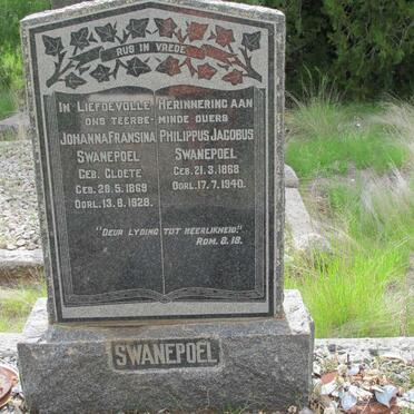 SWANEPOEL Philippus Jacobus 1868-1940 &amp; Johanna Fransina CLOETE 1869-1929