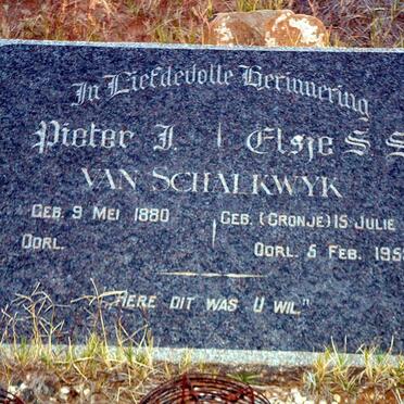 SCHALKWYK Pieter J., van 1880- &amp; Elsje S.S. CRONJE 1886-1953