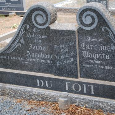 TOIT Jacob Abraham, du 1876-1958 &amp; Carolina Magrita VISAGIE 1883-1973