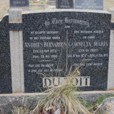 TOIT Andries Bernardus, du 1872-1960 &amp; Cornelia Maria DU PREEZ 1872-1971