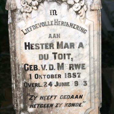 TOIT Hester Maria, du nee V.D. MERWE 1857-1923