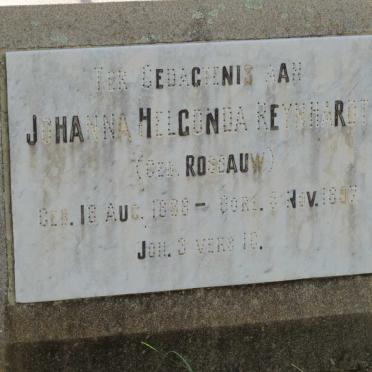 REYNHARDT Johanna Hilgonda nee ROSSAUW 1836-1897