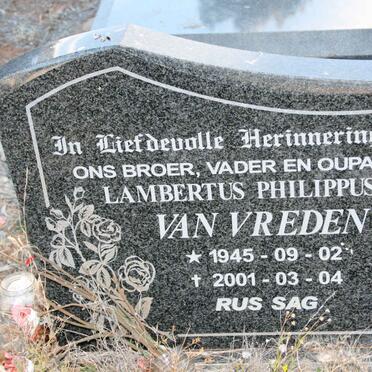 VREDEN Lambertus Philippus, van 1945-2001