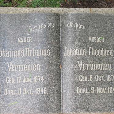 VERMEULEN Johannes Urbanus 1874-1946 &amp; Johanna Theodora Josia 1877-1946