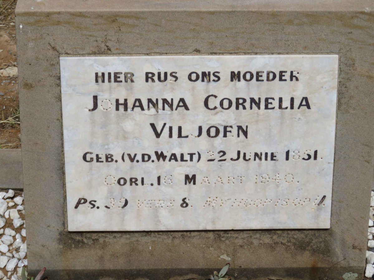 VILJOEN Johanna Cornelia nee V.D. WALT 1851-1940