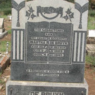 BRUYN Martha H., de nee van den HEEVER 1889-1945