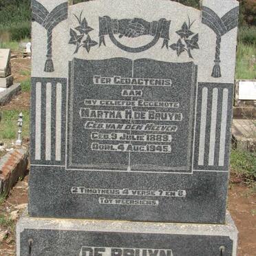BRUYN Martha H., de nee van den HEEVER 1889-1945