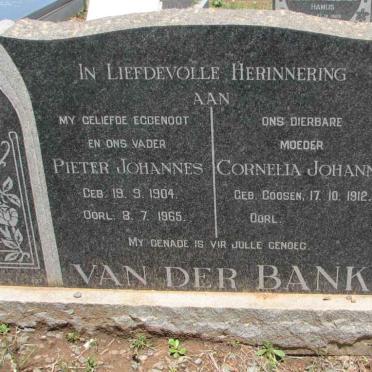 BANK Pieter Johannes, van der 1904-1965 &amp; Cornelia Johanna GOOSEN 1912-