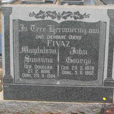 FIVAZ John George 1878-1952 &amp; Magdalena Susanna DOUGLAS 1886-1964