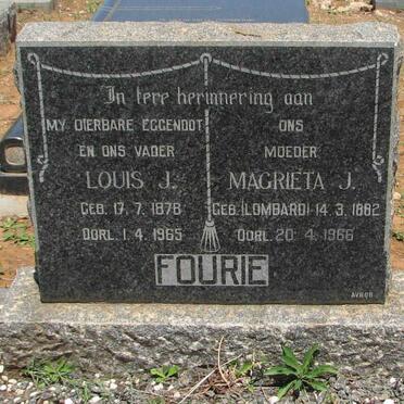 FOURIE Louis J. 1878-1965 &amp; Magrieta J. 1882-1966