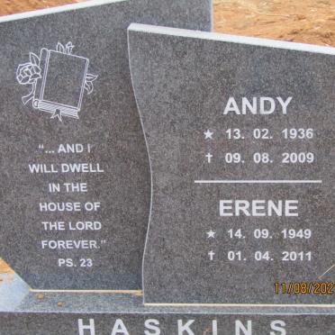 HASKINS Andy 1936-2009 &amp; Erene 1949-2011