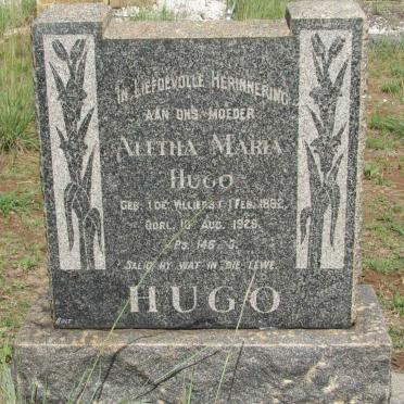 HUGO Aletha Maria nee de VILLIERS 1862-1926