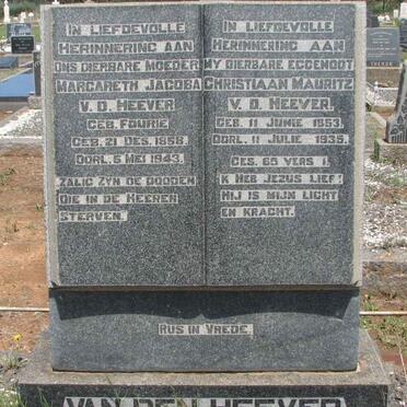 HEEVER Christiaan Mauritz, van den 1853-1935 &amp; Margareth Jacoba FOURIE 1858-1943