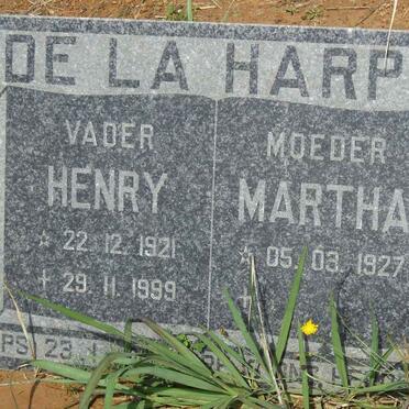 HARPE Henry, de la 1921-1999 &amp; Martha 1927-