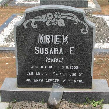 KRIEK Susara E. 1918-1995