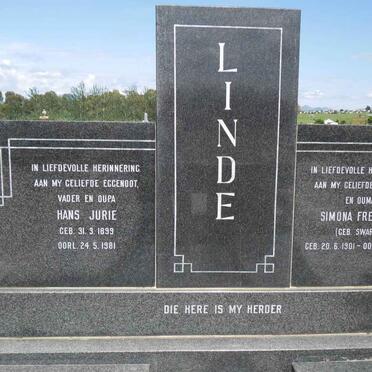 LINDE Hans Jurie 1899-1981 &amp; Simona Fredrika SWART 1901-1984