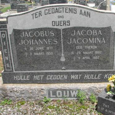 LOUW Jacobus Johannes 1877-1959 &amp; Jacoba Jacomina THERON 1882-1962 :: TAT Erica 1978-2009