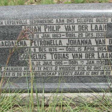 LAAN Johan Philip, van der 1863-1931 &amp; Magdalena Petronella Johanna 1876-1954 :: van der LAAN Cornelius Tobias 1906-1930
