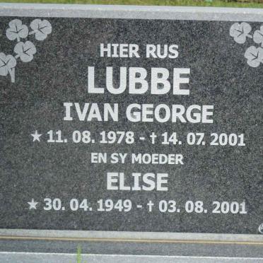 LUBBE Ivan George 1978-2001 &amp; Elise 1949-2001
