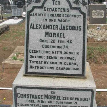 MORKEL Alexander Jacobus -1946 &amp; Constance DE VILLIERS -1950