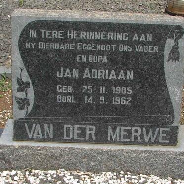 MERWE Jan Adriaan, van der 1905-1962