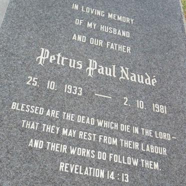NAUDE Petrus Paul 1933-1981