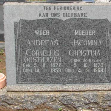 OOSTHUIZEN Andreas Cornelius 1872-1959 &amp; Jacomina Christina JORDAAN 1873-1964