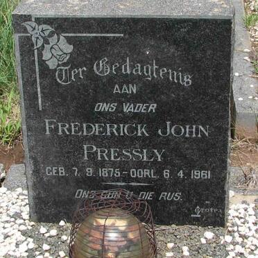 PRESSLY Frederick John 1875-1961