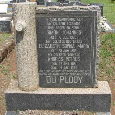 PLOOY Simon Johannes, du 1925-1962 :: PLOOY Elizabeth Sophia Maria, du 1955-1962 :: PLOOY Andries Petrus, du 1961-1962