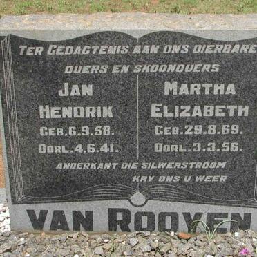 ROOYEN Jan Hendrik, van 1858-1941 &amp; Martha Elizabeth 1869-1956