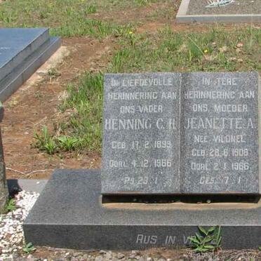 ROODT Henning C.H. 1899-1966 &amp; Jeanette A. VILONEL 1908-1986