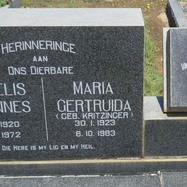 ROOS Cornelis Johannes 1920-1972 &amp; Maria Gertruida KRITZINGER 1923-1983