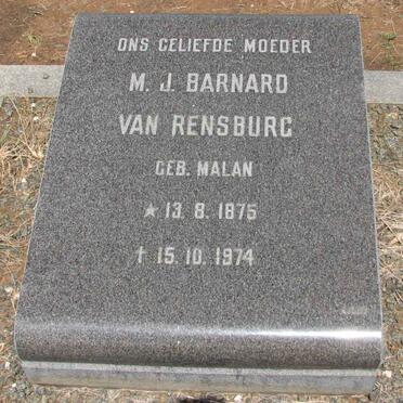 RENSBURG M.J. Barnard, van nee MALAN 1875-1974