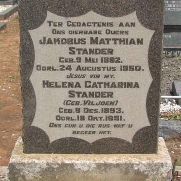 STANDER Jakobus Matthian 1892-1950 &amp; Helena Catharina VILJOEN 1893-1951