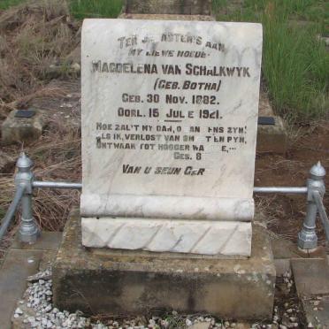 SCHALKWYK Magdalena, van nee BOTHA 1882-1921