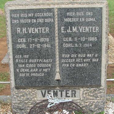 VENTER R.H. 1878-1941 &amp; E.J.M. 1885-1964