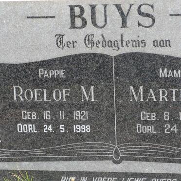 BUYS Roelof M. 1921-1998 &amp; Martha M. 1939-1991