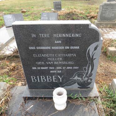 BIBBEY Elizabeth Catharina Muller nee VAN RENSBURG 1923-2004