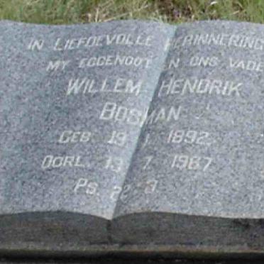 BOSMAN Willem Hendrik 1892-1967