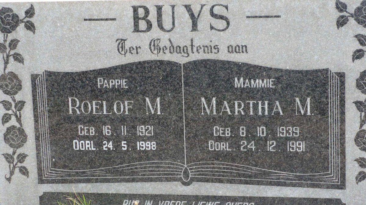 BUYS Roelof M. 1921-1998 &amp; Martha M. 1939-1991