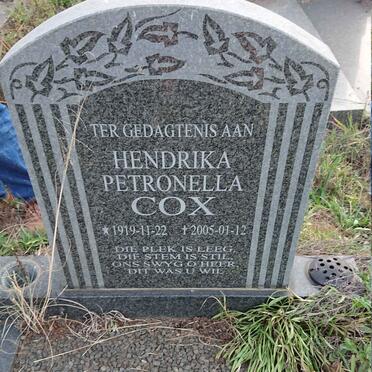 COX Hendrika Petronella 1919-2005