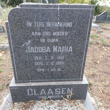 CLAASEN Jacoba Maria nee BURGER 1913-1993