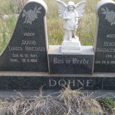 DOHNE Jakob Louis Bredius 1884-1962 &amp; Hendrina Magdalena Adriana DE JAGER 1892-1959