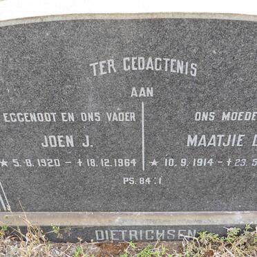 DIETRICHSEN Joen J. 1920-1964 & Maatjie L. 1914-1976