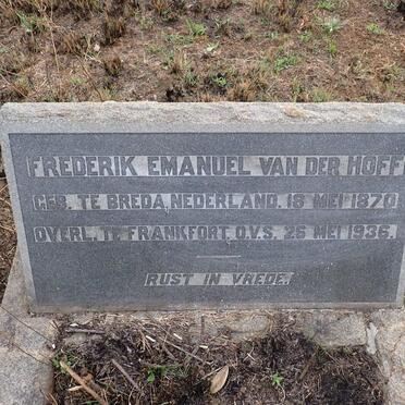 HOFF Frederik Emanuel, van der 1870-1936