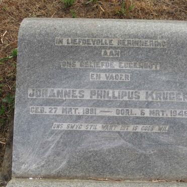KRUGER Johannes Phillipus 1881-1946 