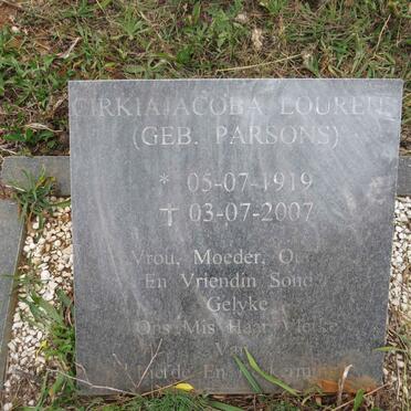 LOURENS Cirkia Jacoba nee PARSONS 1919-2007