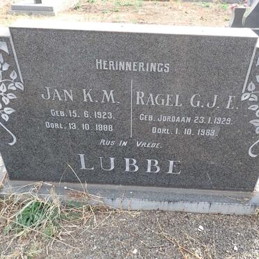 LUBBE Jan K.M. 1923-1988 & Ragel G.J.E. JORDAAN 1929-1983