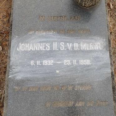 MERWE Johannes H.S., v.d. 1932-1958